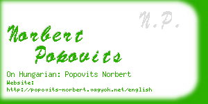 norbert popovits business card